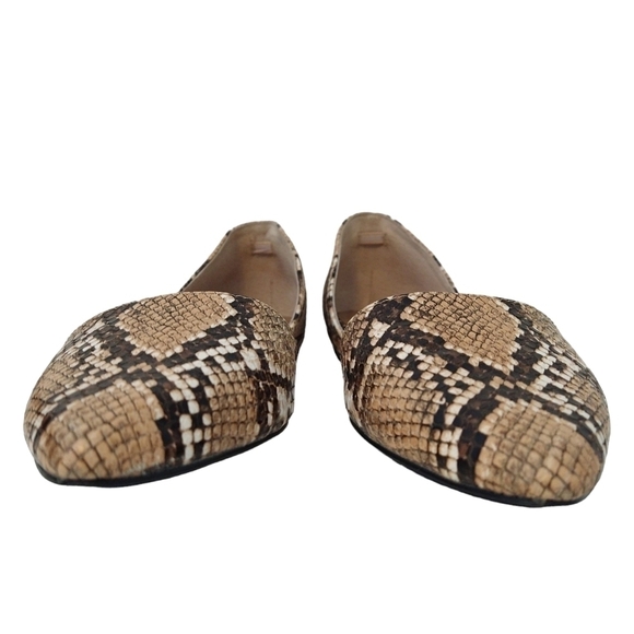 Steve Madden Genius Brown Tan Snakeskin Print D'Orsay Flats Modern - Picture 4 of 8